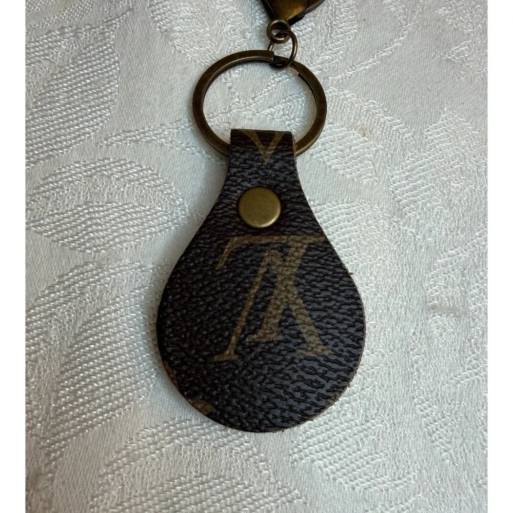 Keychain Key Holder Clip Chain Bag Charm Monogram Reworked Upcyled Vintage Y2K